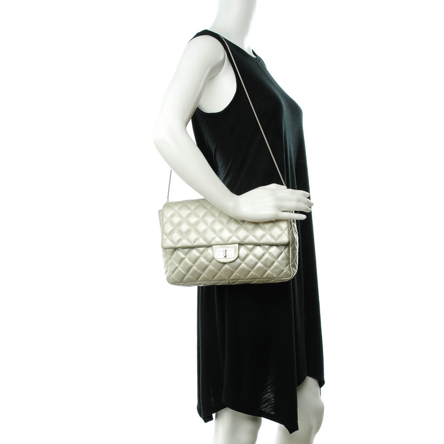 Metallic Calfskin Quilted 2.55 Reissue Clutch Silver
