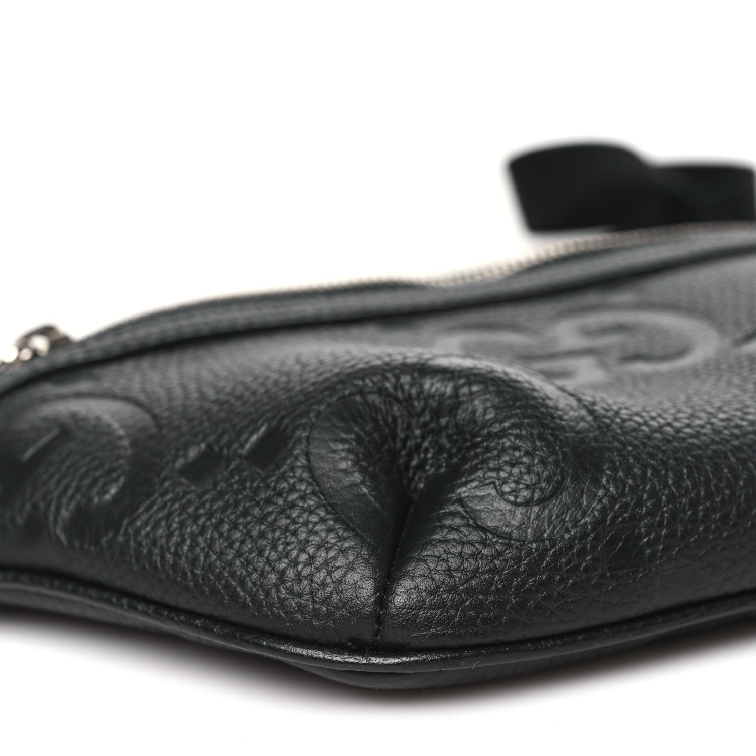 Gucci Piuma Calfskin Jumbo GG Embossed Small Belt Bag Black 8 of 10
