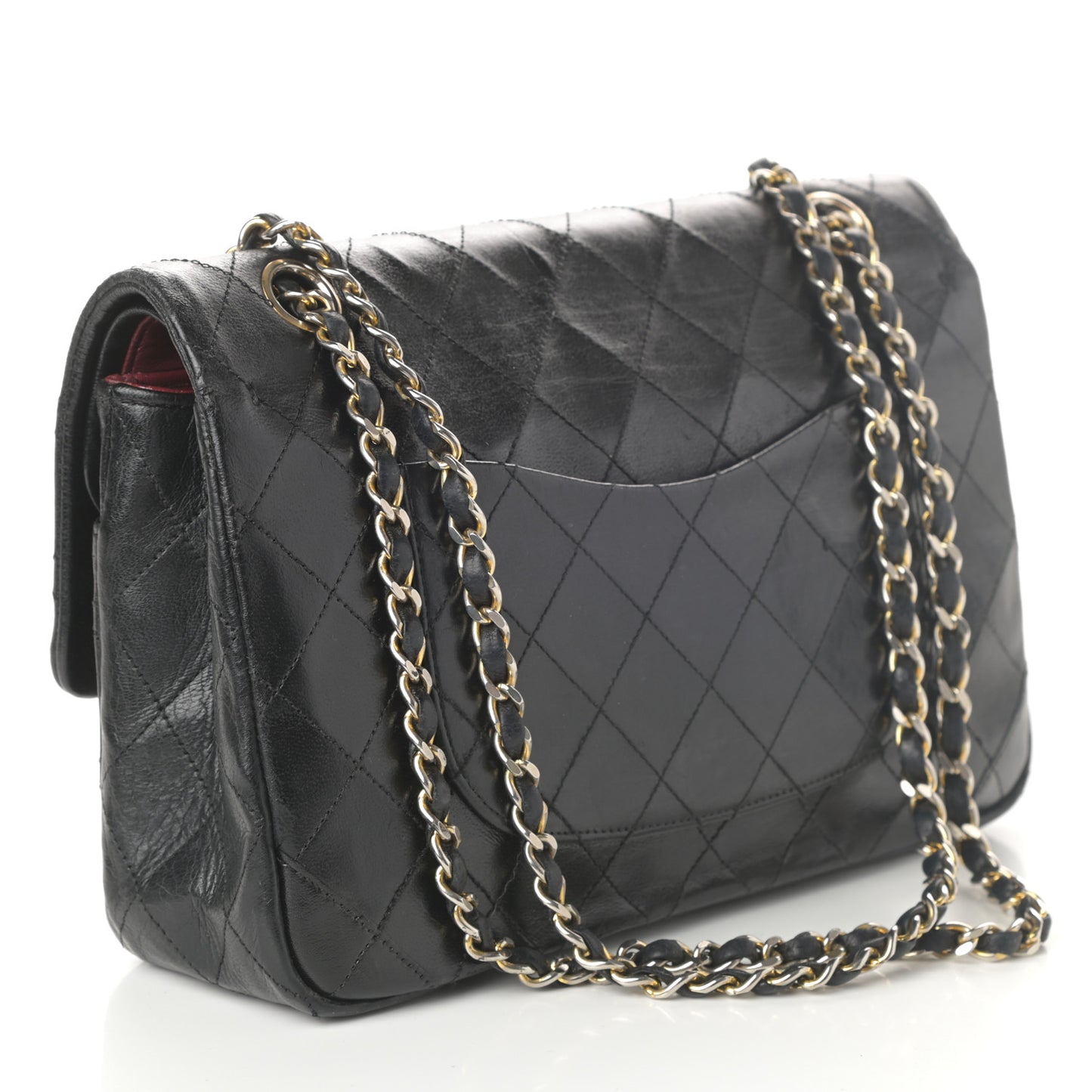 Lambskin Quilted Medium Double Flap Black
