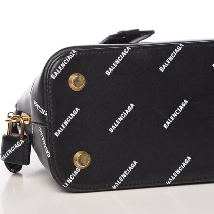 Balenciaga Calfskin Allover Logo S Ville Top Handle Bag Black White 9 of 10