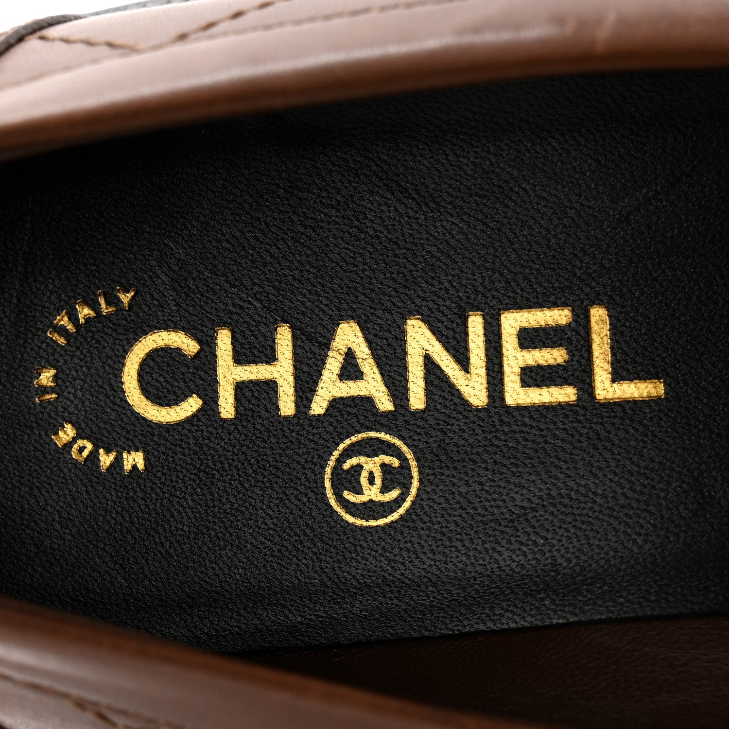Chanel Calfskin Quilted CC Mocassin Loafers 41 Brown 6 of 9