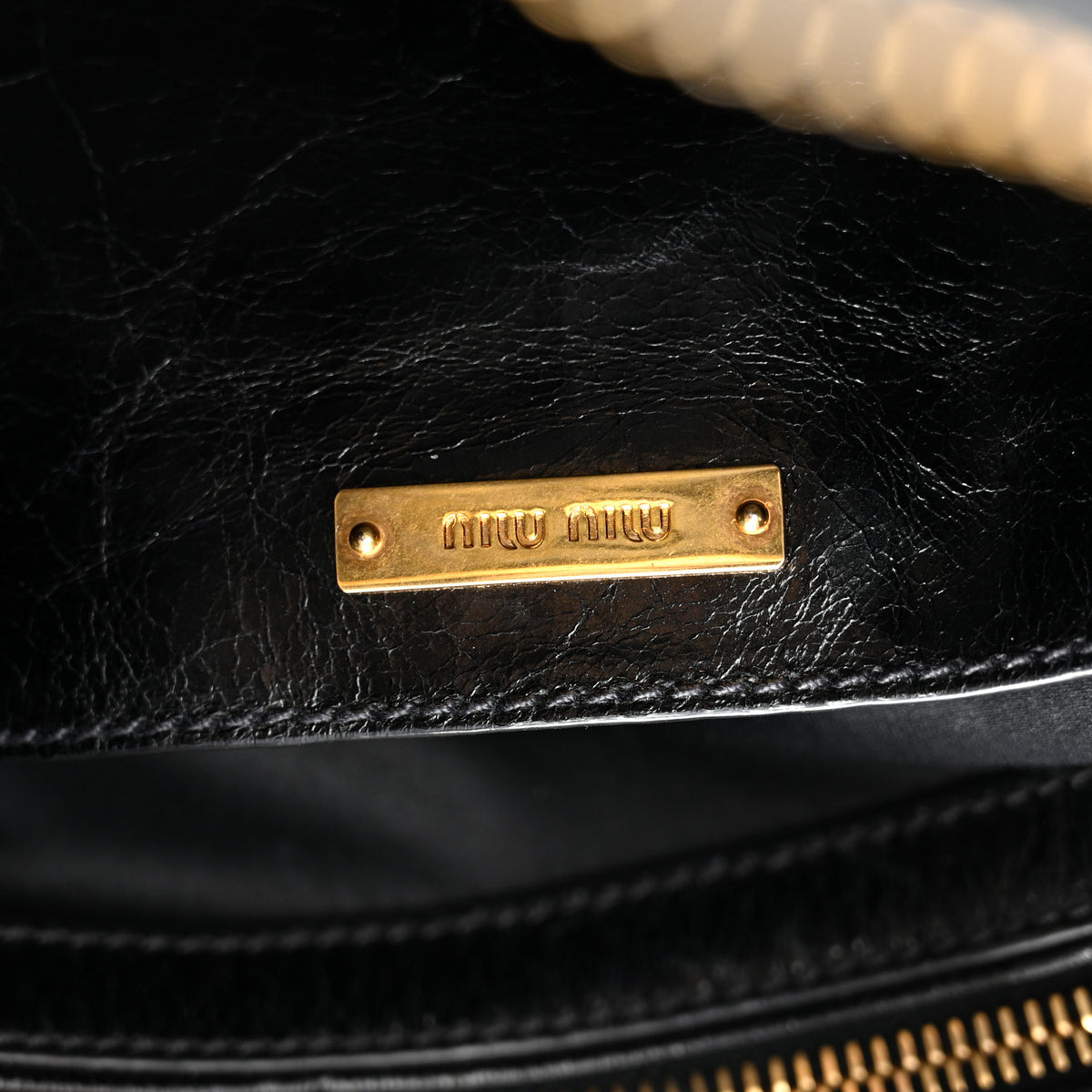 Miu Miu Vitello Shine Top Handle Satchel Black 6 of 11