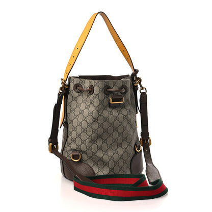 Gucci GG Supreme Monogram Neo Vintage Drawstring Bucket Backpack Beige New Acero Crop 3 of 9