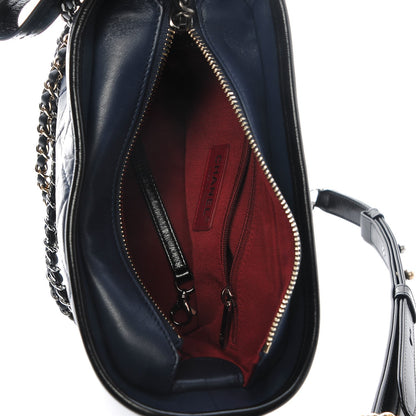 Chanel Aged Calfskin Quilted Small Gabrielle Hobo Navy Black 5 of 8