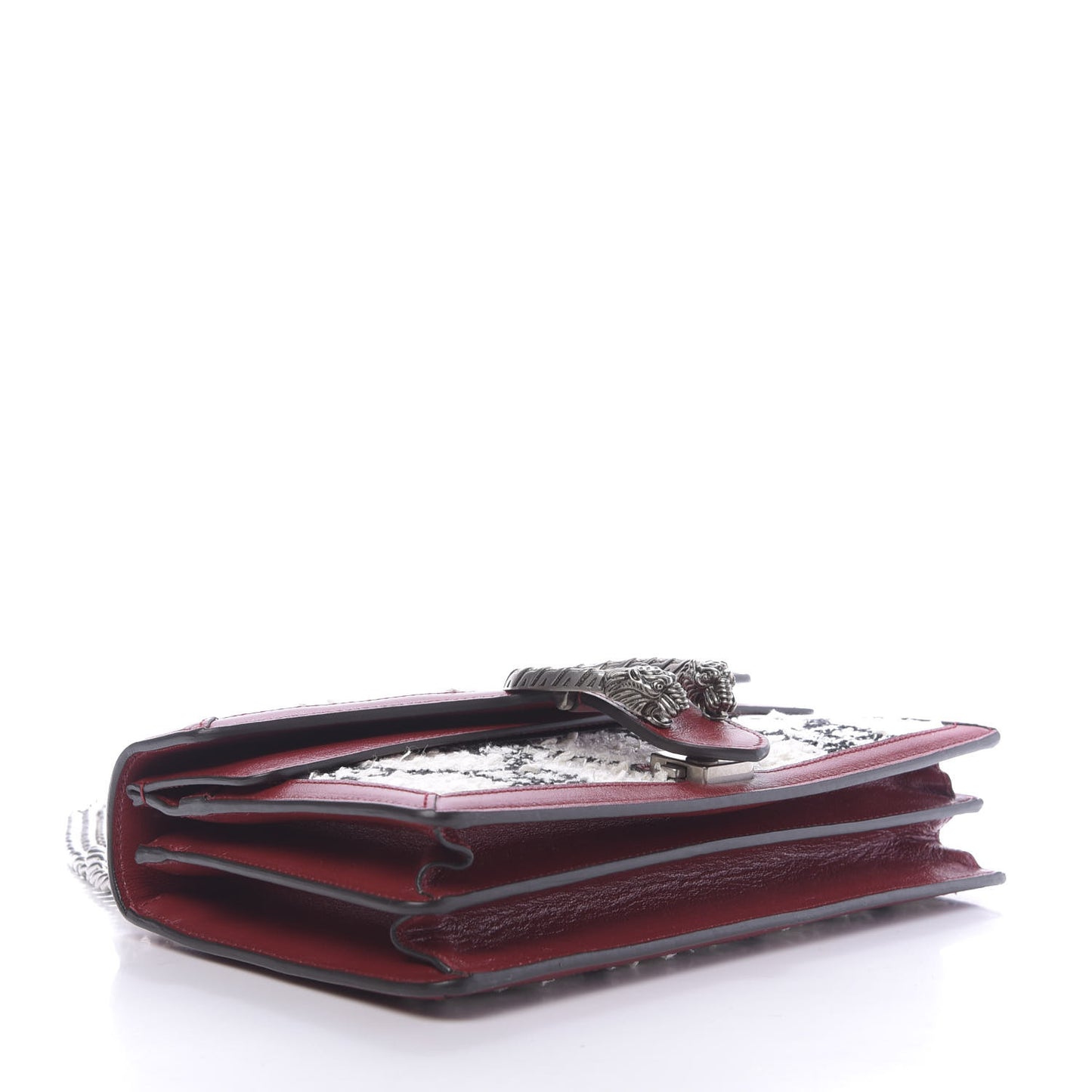 Tweed GG Monogram Small Dionysus Shoulder Bag White Black Romantic Cherry