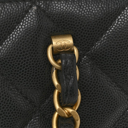 Chanel Shiny Caviar Quilted Chain Handle Small Shopping Tote Black 12 of 14