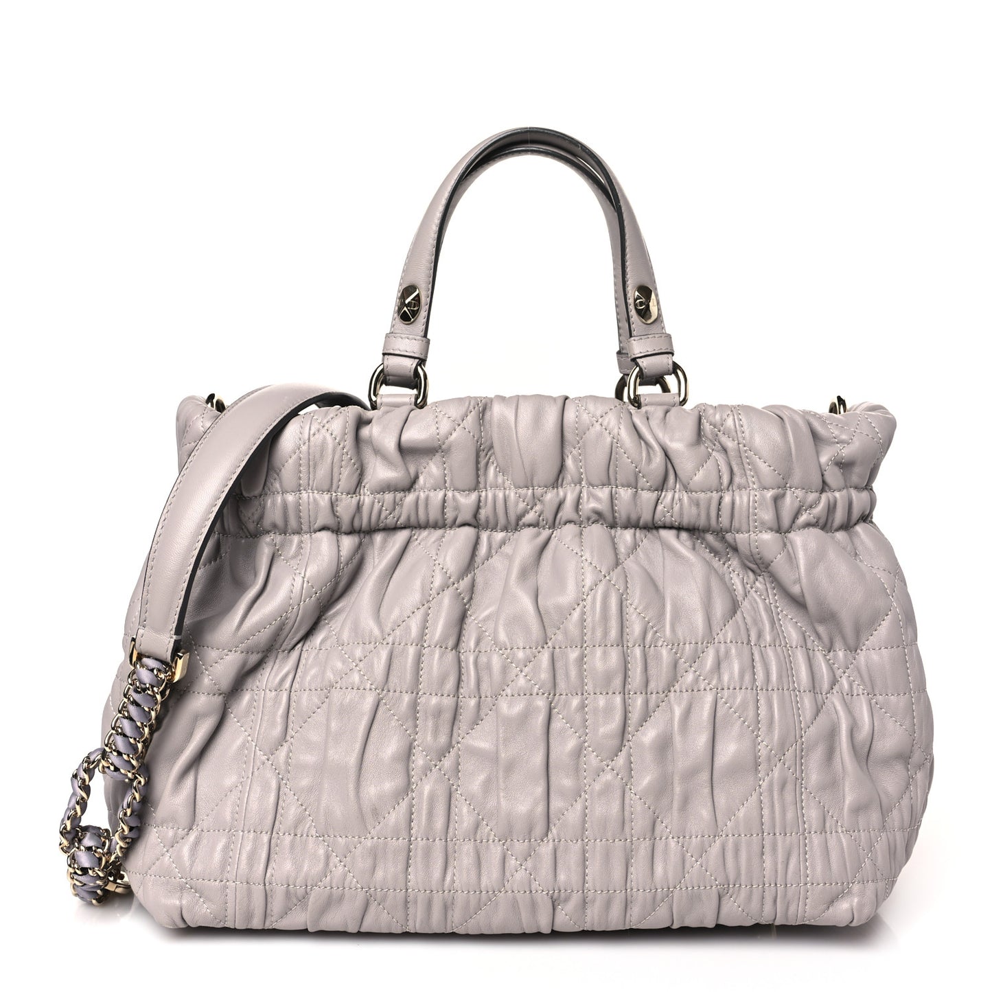 Gaufre Lambskin Cannage Delices Tote Grey