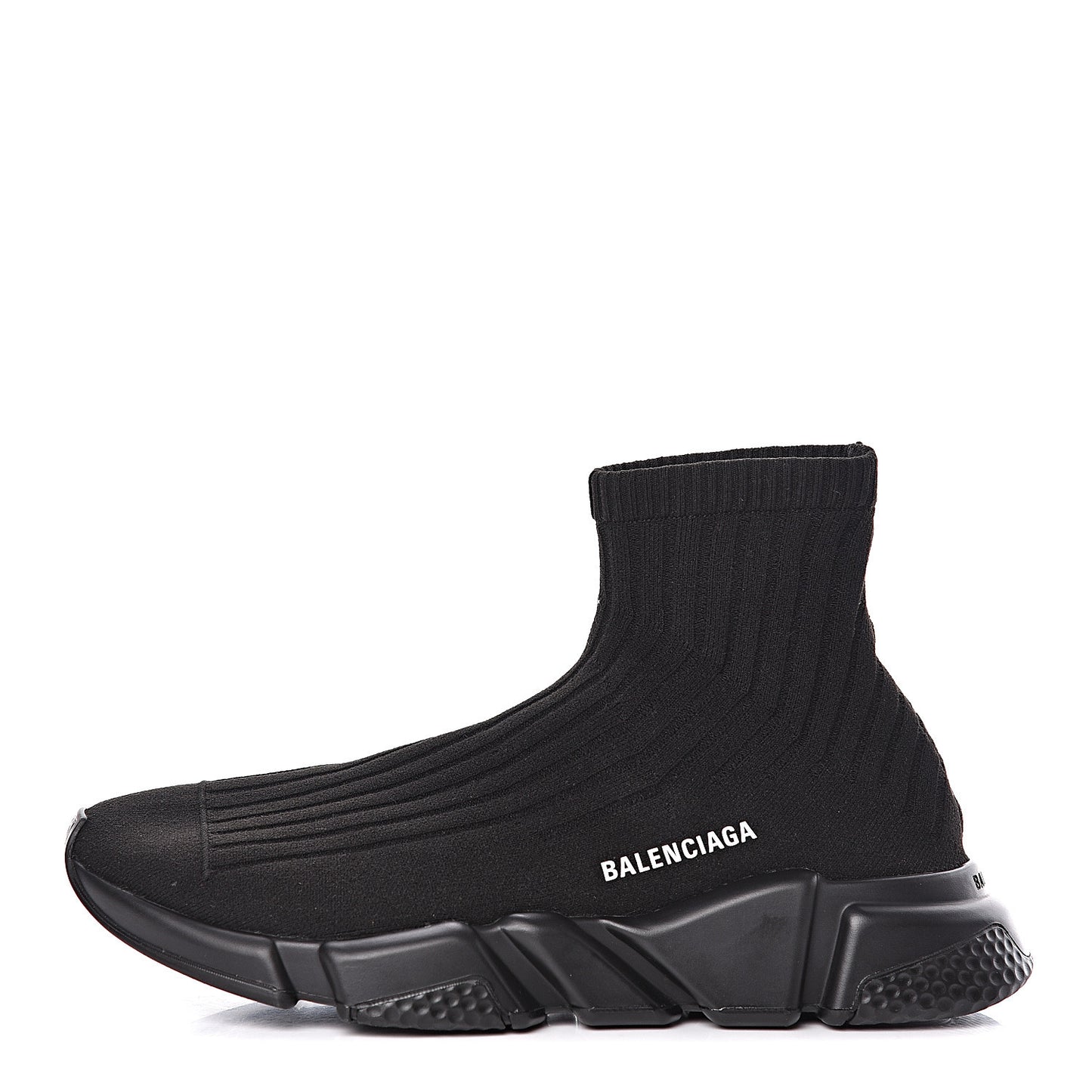 Ribbed Effect Knit Mens Speed Sneakers 42 Black