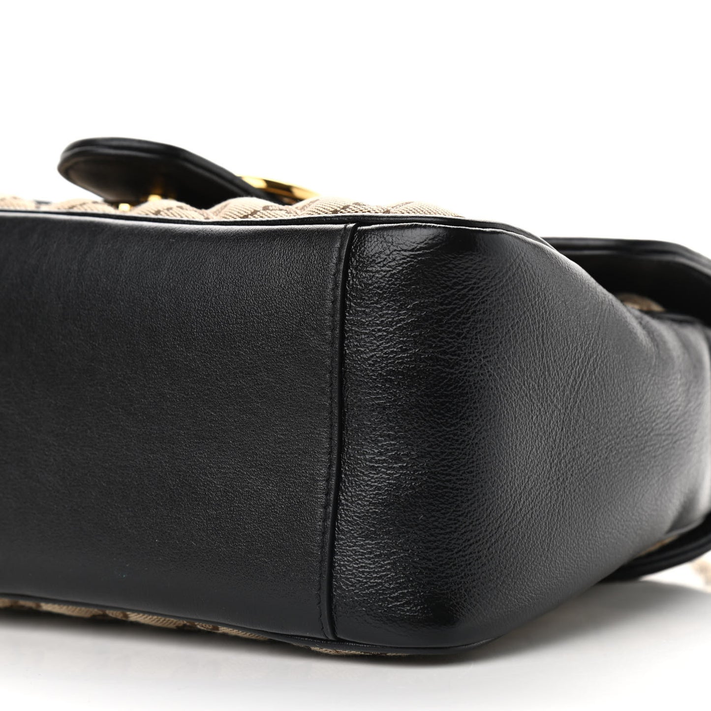 Monogram Azalea Calfskin Matelasse Diagonal Small GG Marmont Top Handle Shoulder Bag Beige Ebony Black