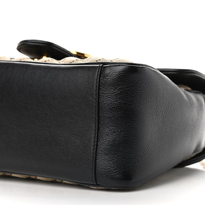 Gucci Monogram Azalea Calfskin Matelasse Diagonal Small GG Marmont Top Handle Shoulder Bag Beige Ebony Black 8 of 10