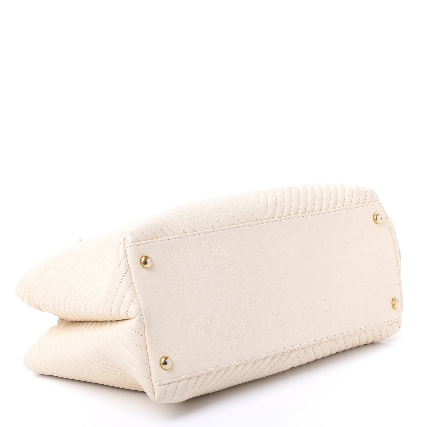 Chanel Wrinkled Lambskin Chevron Quilted Surpique Tote White 3 of 11