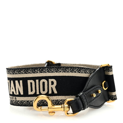 Christian Dior Canvas Embroidered Shoulder Strap Black 1 of 4