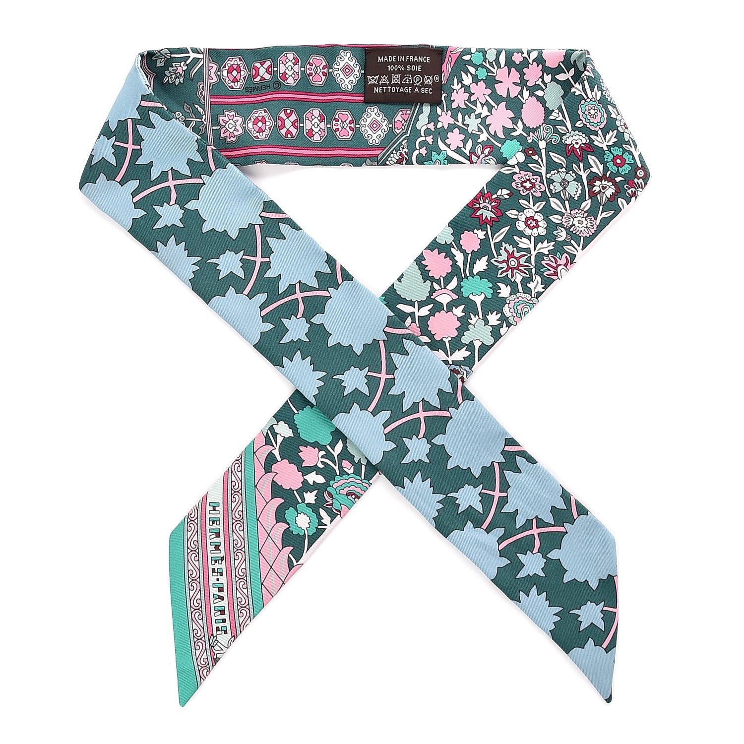 Hermes Silk Tapis Persans Twilly Lagon Vert Rose 1 of 4