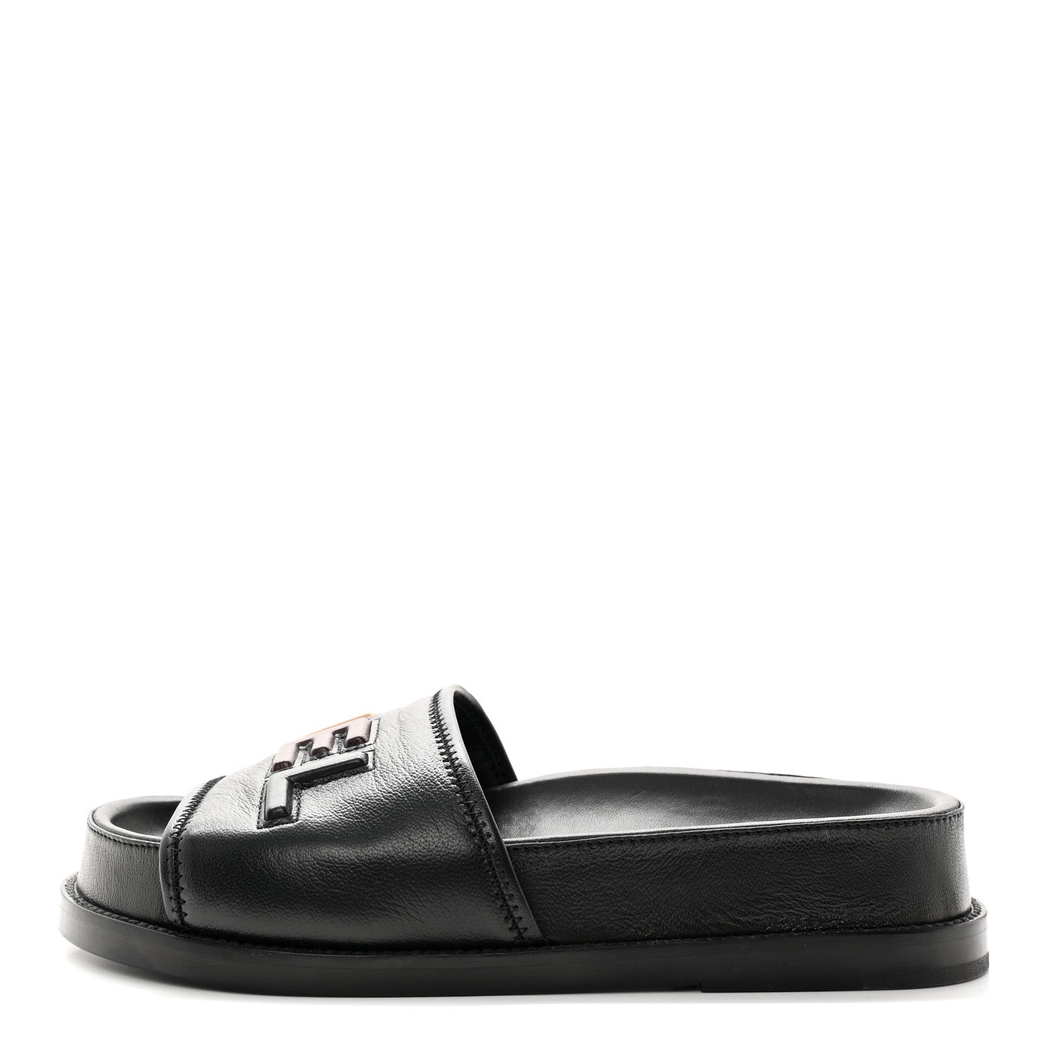 Chanel Lambskin Cha-Nel Mule Sandals 37 Black Multicolor 1 of 12