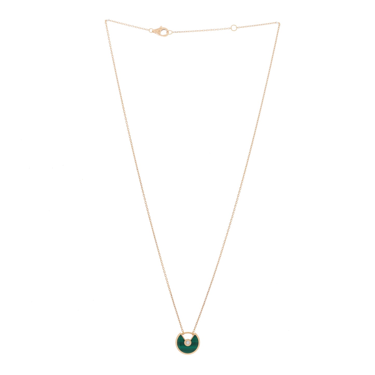 18K Pink Gold Diamond Malachite XS Amulette de Cartier Pendant Necklace