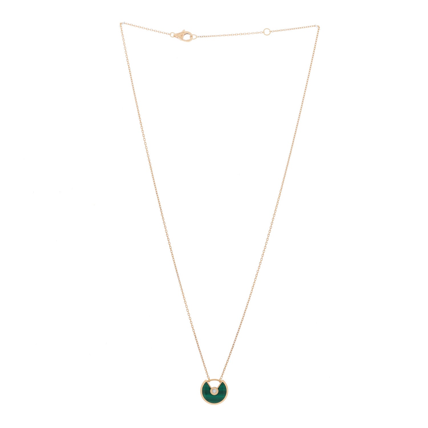 Cartier 18K Pink Gold Diamond Malachite XS Amulette de Cartier Pendant Necklace 2 of 5