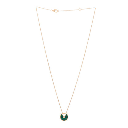 Cartier 18K Pink Gold Diamond Malachite XS Amulette de Cartier Pendant Necklace 2 of 5