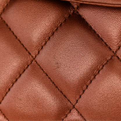 Chanel Metallic Lambskin Quilted Jumbo Double Flap Copper 11 of 13