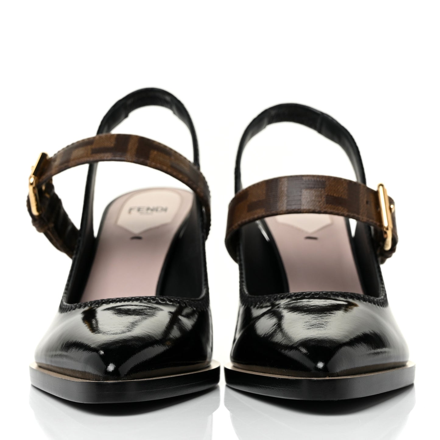 Patent FF Open Toe Platform Slingback Pumps 36 Black