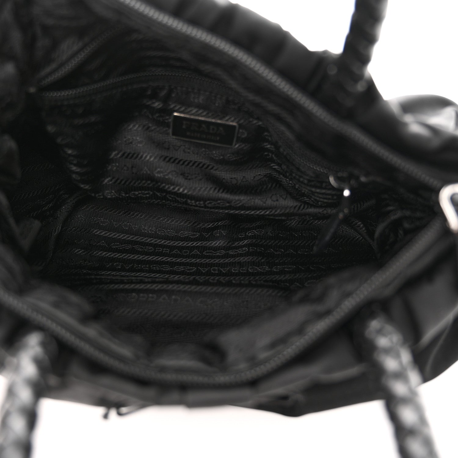 Prada Tessuto Nylon Bow Shoulder Bag Black 5 of 9