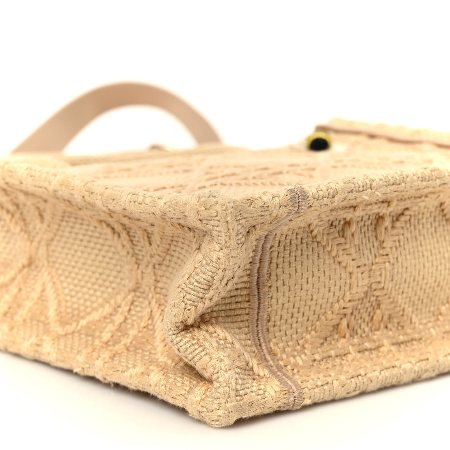 Raffia Cannage Crocheted Bee Mini Book Tote with Strap Natural