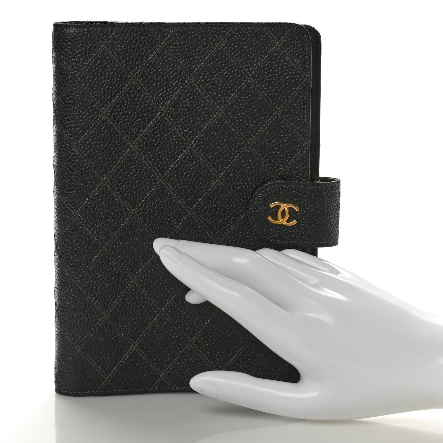 Chanel Caviar Diamond Embossed Agenda Cover Black 2 of 9