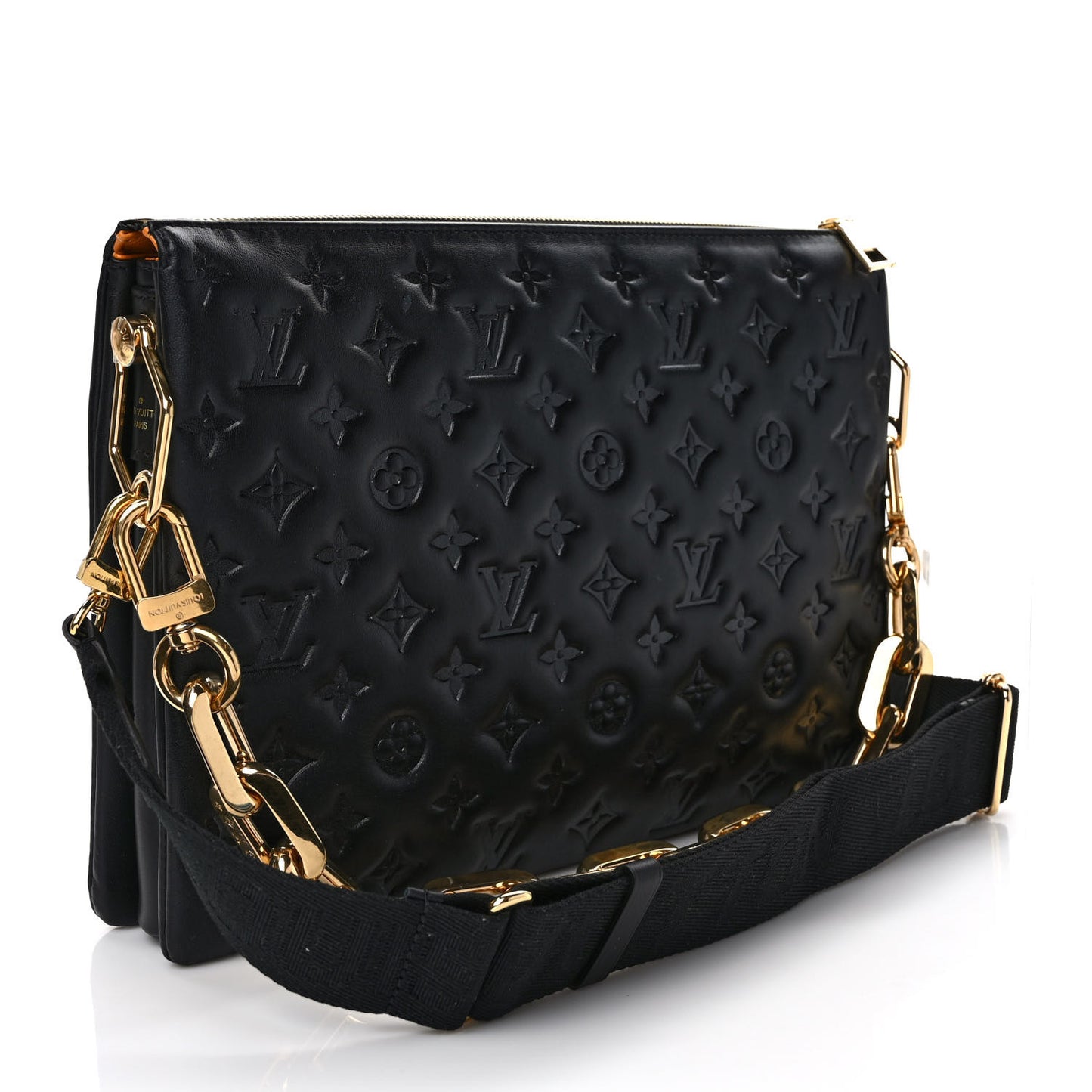 Lambskin Embossed Monogram Coussin MM Black