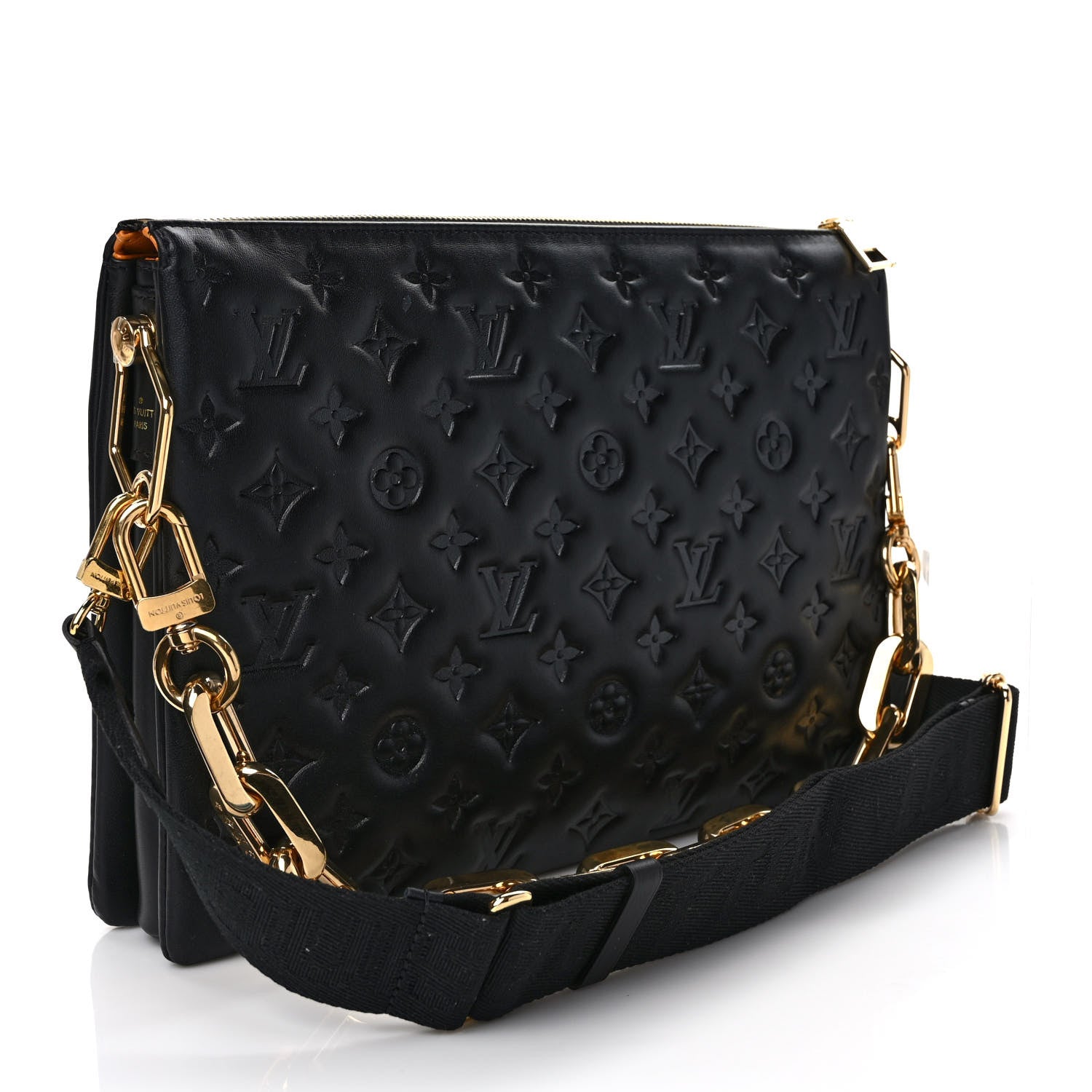 Louis Vuitton Lambskin Embossed Monogram Coussin MM Black 3 of 9