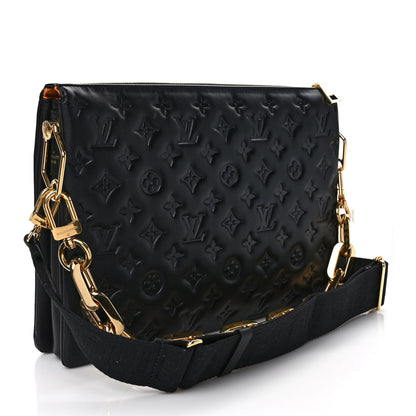 Louis Vuitton Lambskin Embossed Monogram Coussin MM Black 3 of 9