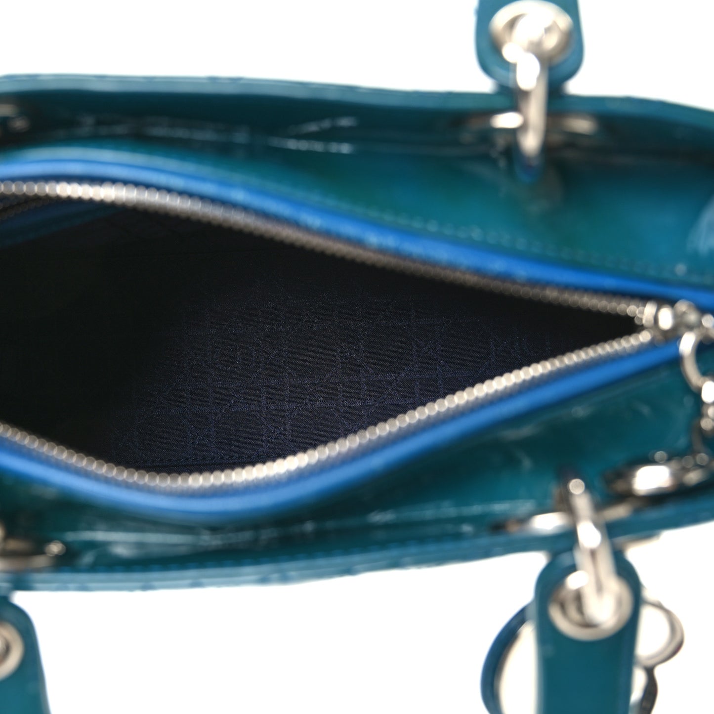 Patent Cannage Medium Lady Dior Blue