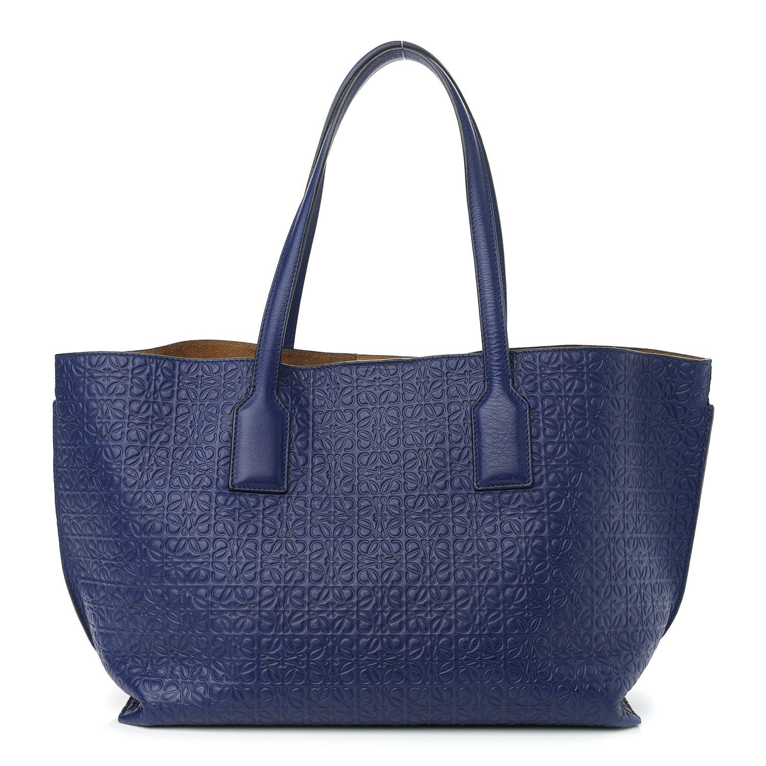 Loewe Calfskin Anagram Embossed Tote Blue 1 of 10