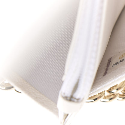 Chanel Caviar Quilted Boy Wallet On Chain WOC White 10 of 12
