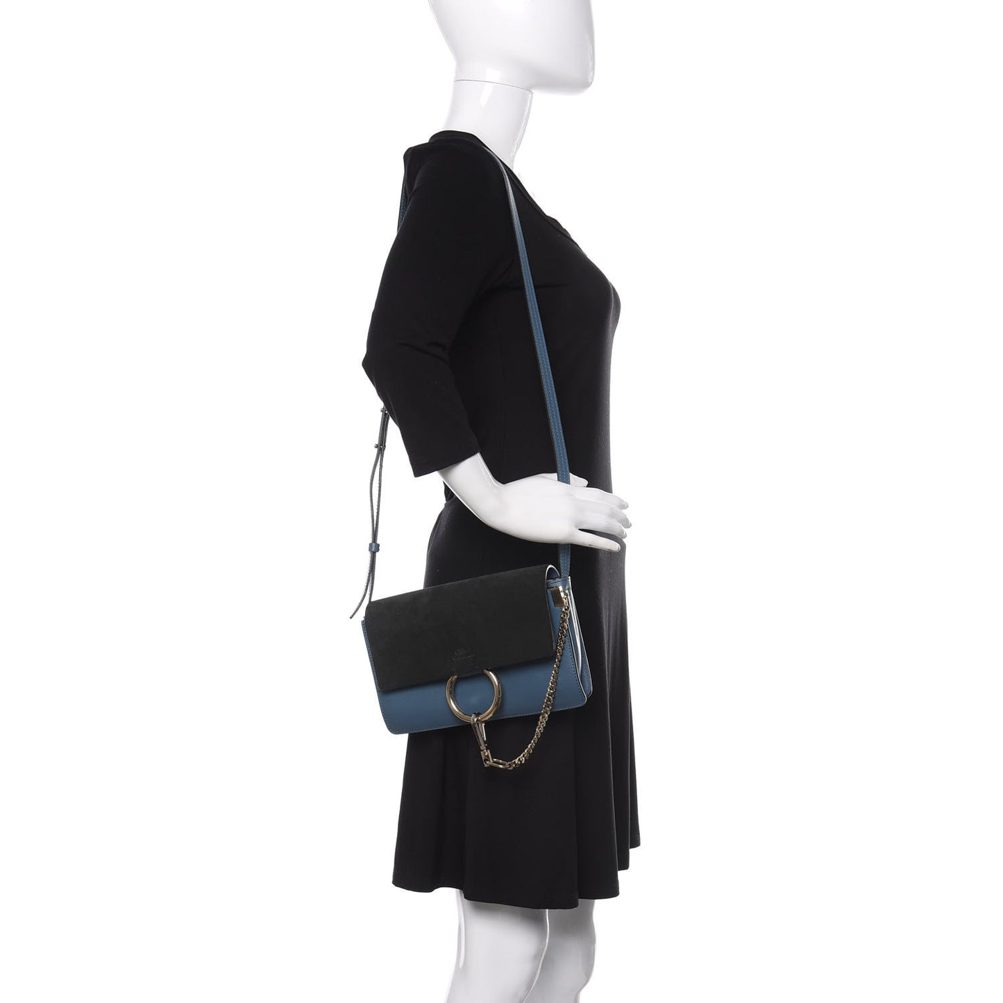 Suede Calfskin Small Faye Shoulder Bag Summer Blue Intense Green