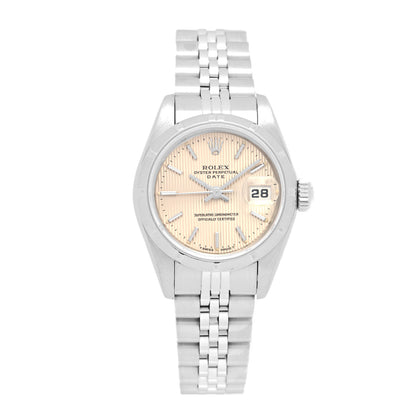 Rolex Stainless Steel 26mm Oyster Perpetual Date Watch Silver Tapestry 69190 1 of 5