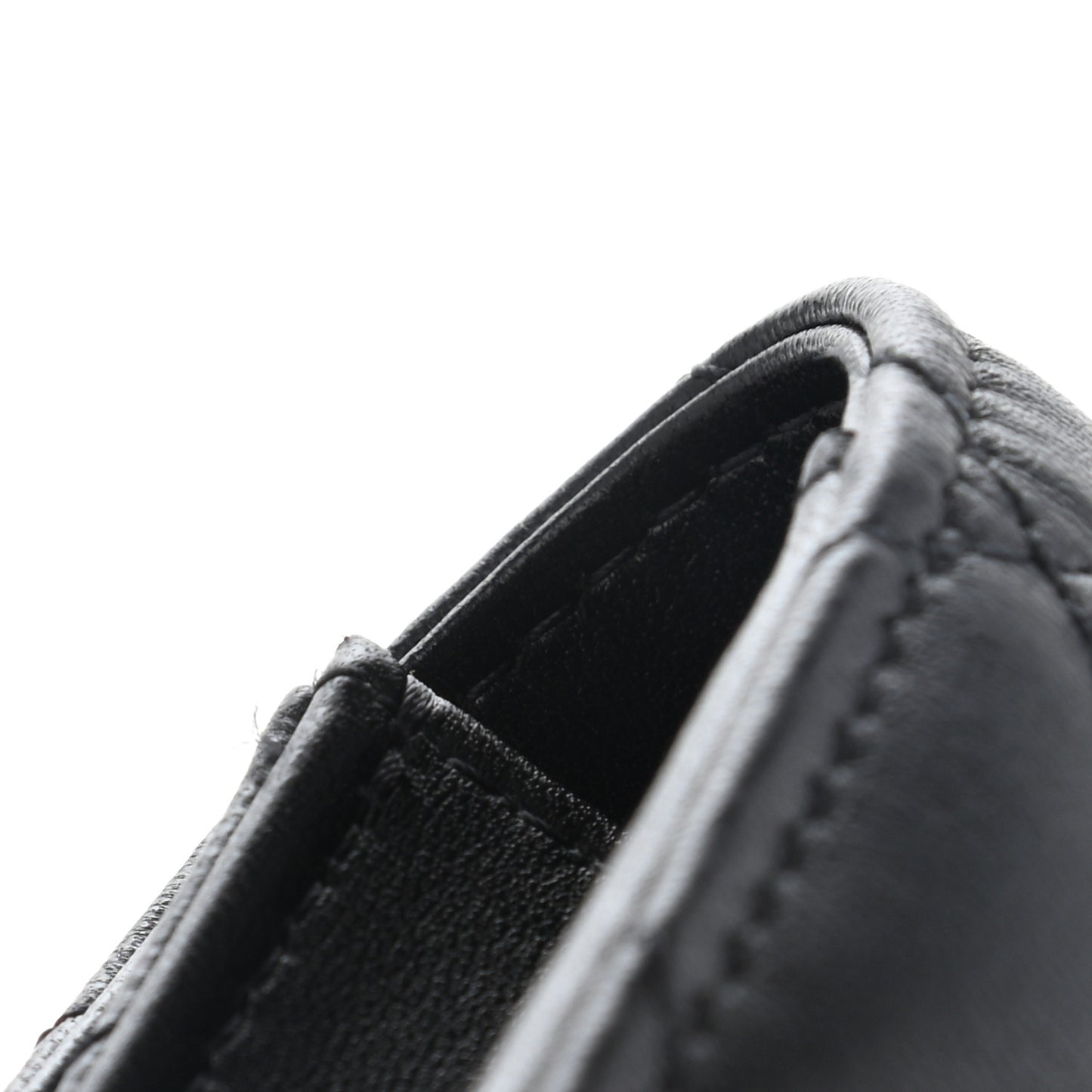 Lambskin Quilted CC Hook Card Holder Black