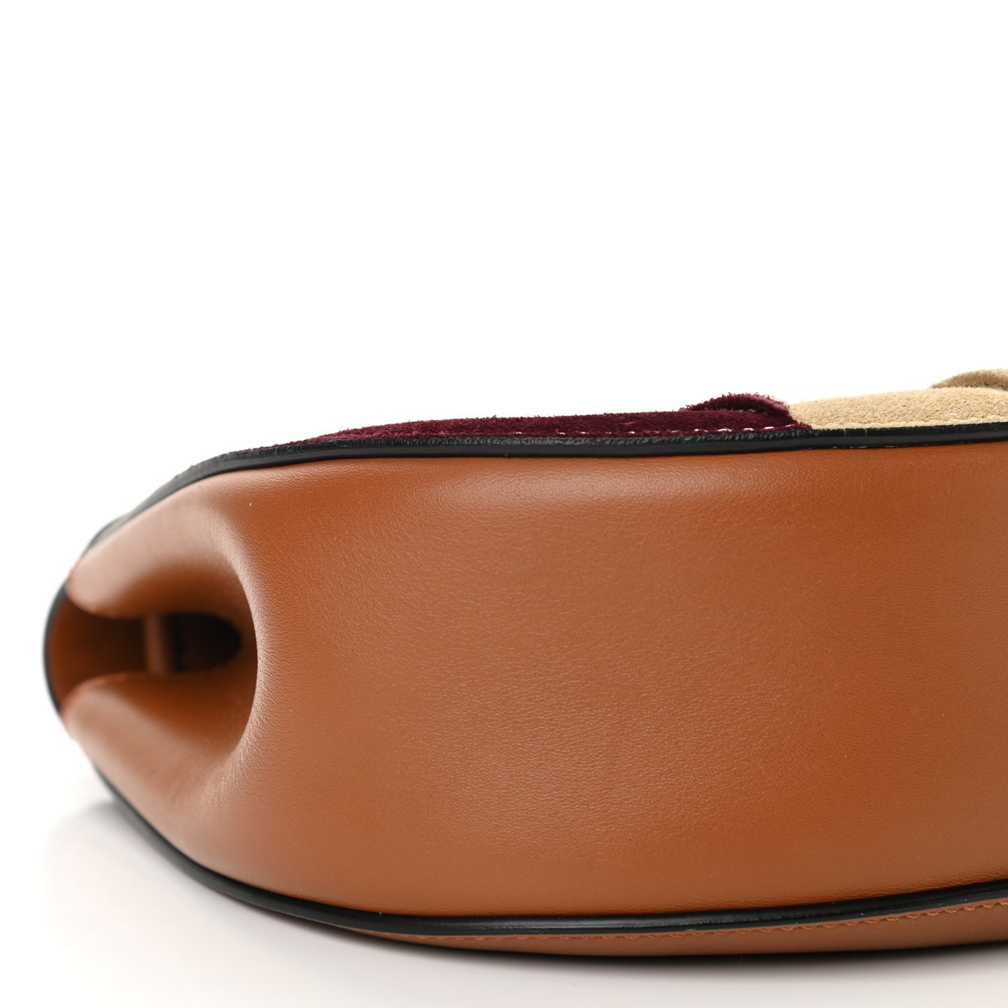 Smooth Calfskin Suede Striped Patchwork Drew Shoulder Bag Caramel