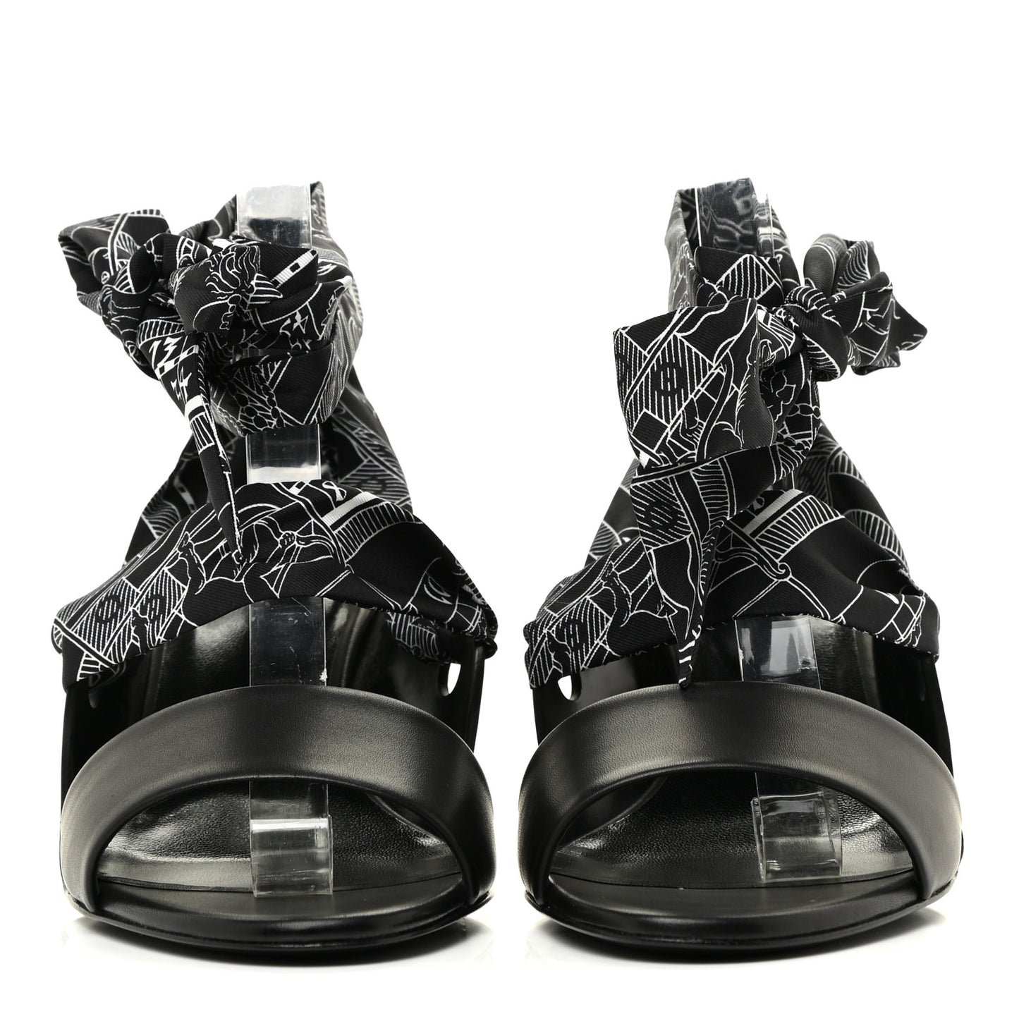 Calfskin Silk Torsade Sandals 39.5 Black