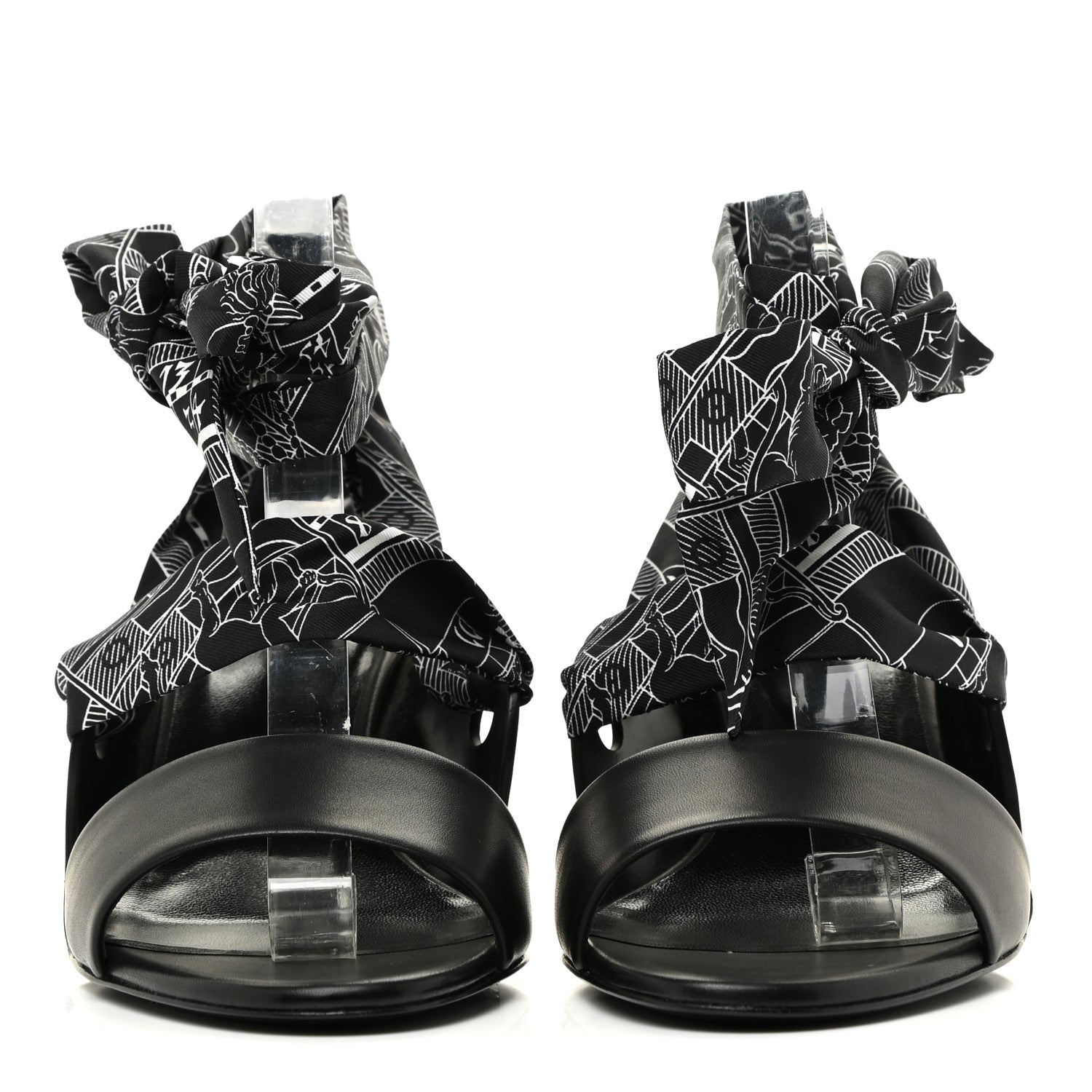 Hermes Calfskin Silk Torsade Sandals 39.5 Black 2 of 10