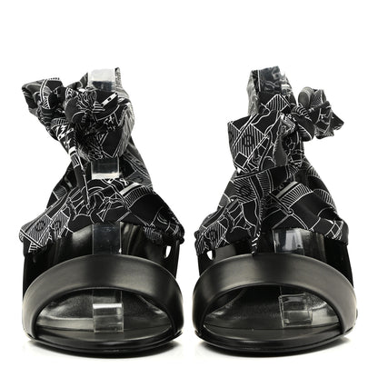 Hermes Calfskin Silk Torsade Sandals 39.5 Black 2 of 10