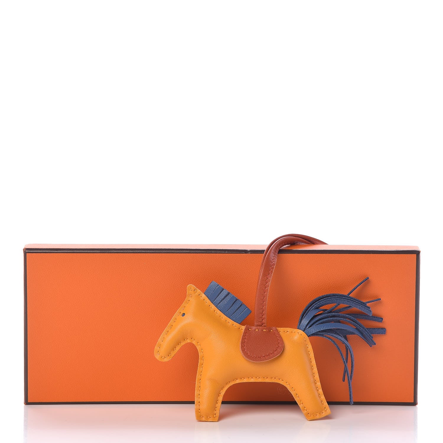Hermes Milo Lambskin Grigri Rodeo Horse Bag Charm PM Jaune D'Or Bleu Agate Cornaline 4 of 4