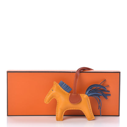 Hermes Milo Lambskin Grigri Rodeo Horse Bag Charm PM Jaune D'Or Bleu Agate Cornaline 4 of 4