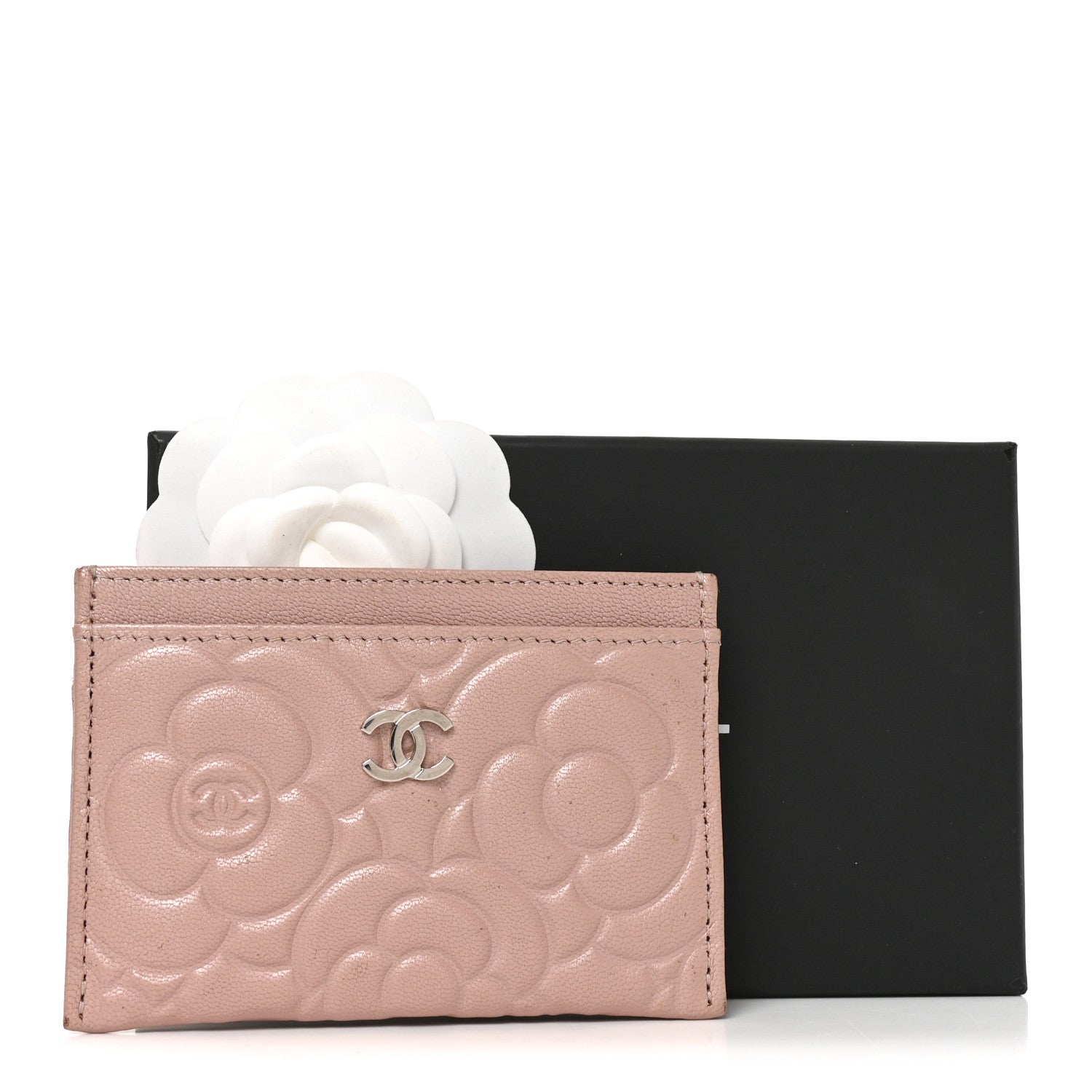Chanel Goatskin Camellia Embossed Card Holder Light Pink 11 of 11