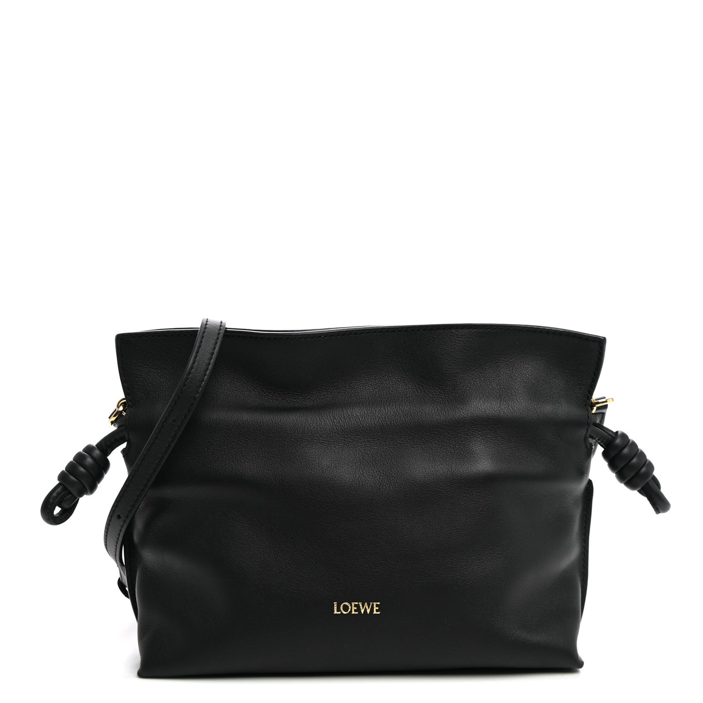 Calfskin Mini Flamenco Knot Clutch Black