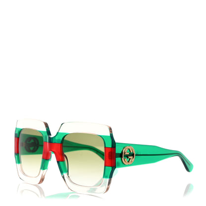 Gucci Square Web Frame GG0178S Sunglasses Green Red 1 of 7