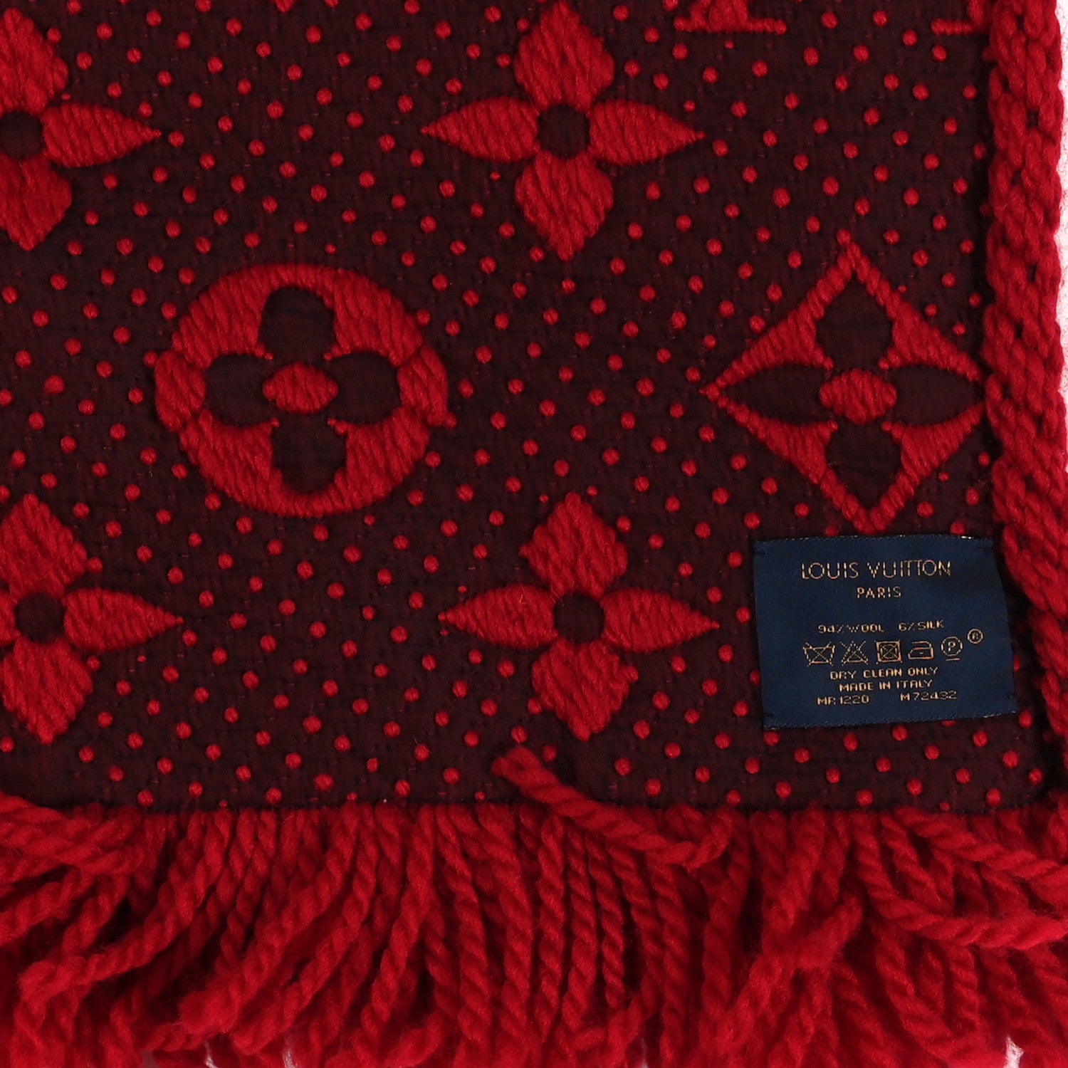 Louis Vuitton Wool Silk Logomania Scarf Rubis 3 of 3