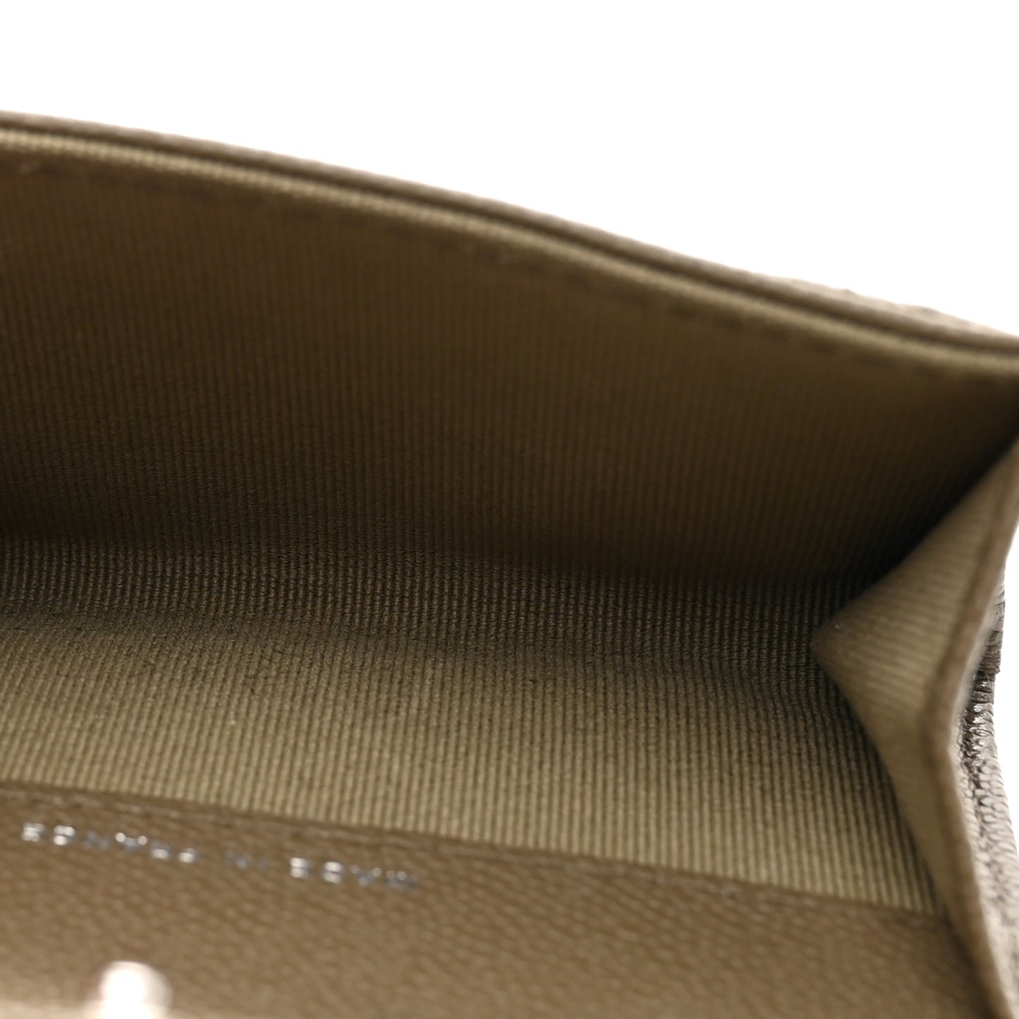 Caviar Quilted Flap Card Holder Wallet Dark Khaki