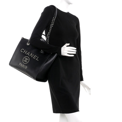 Chanel Caviar Small Studded Deauville Tote Black 2 of 9