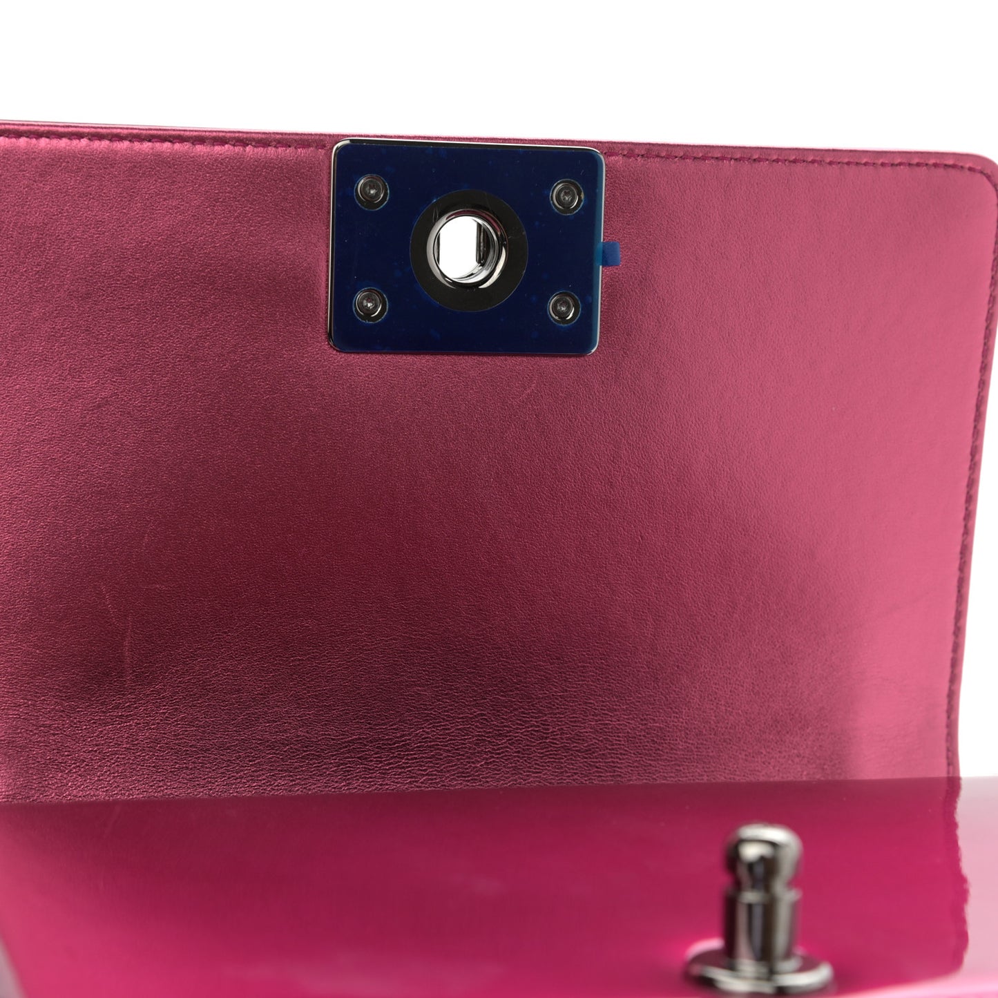 Metallic Patent Calfskin Quilted Small Boy Flap Pink