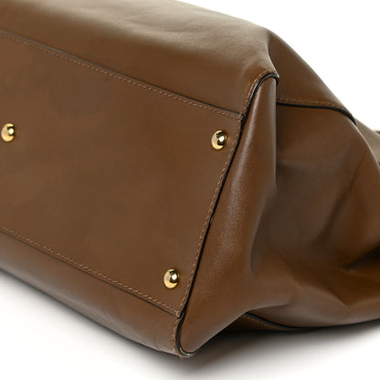 Fendi Vitello Morgan Fabric Jacquard Pequin Large Peekaboo Iconic Satchel Foresta Tobacco Black 9 of 26