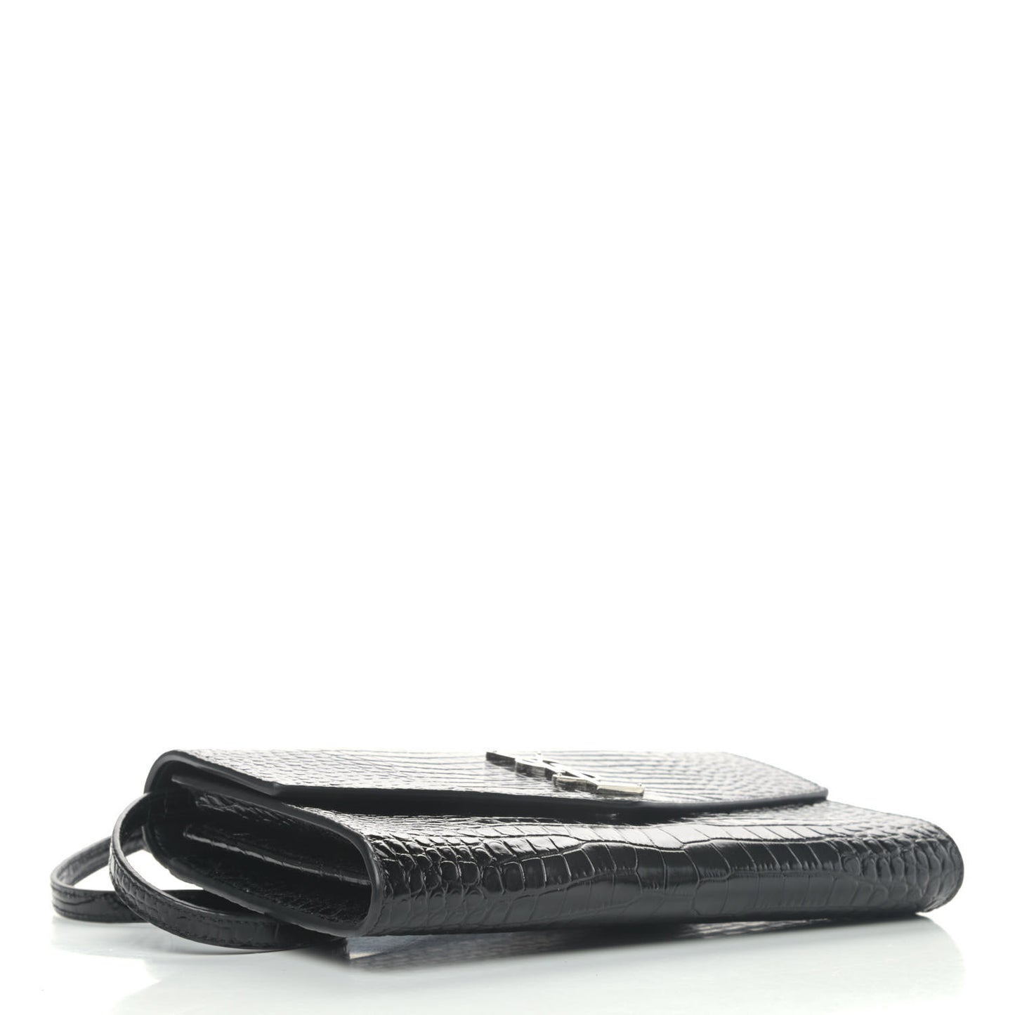 Calfskin Crocodile Embossed Monogram Uptown Crossbody Black
